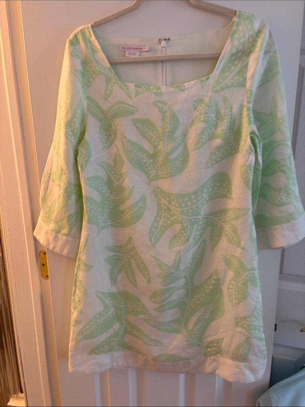 Island Company White Tunic with Mint Leaf Print